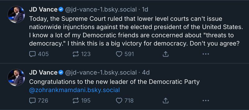 Many have speculated that Vice President JD Vance created an account on Bluesky mainly to troll Democrats.