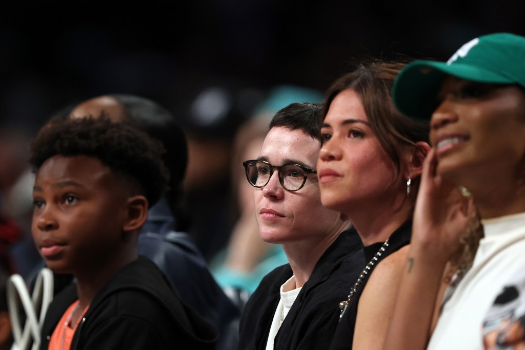 Julia Shiplett, Elliot Page at a WNBA game in 2025