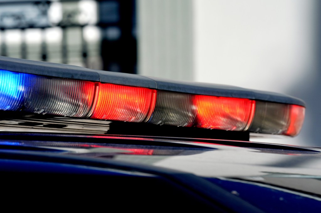 Close-up of police car emergency lights.