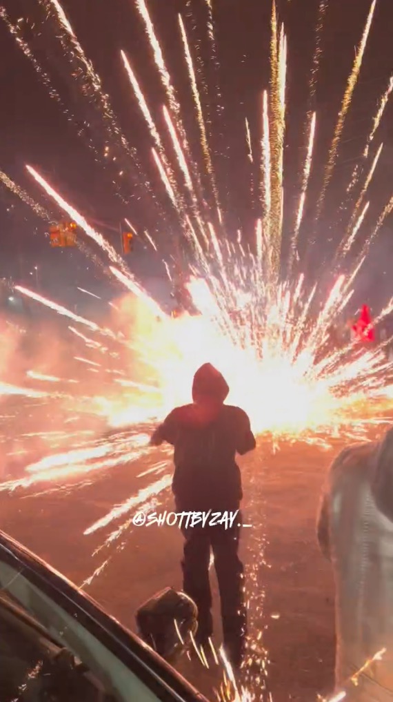 Fireworks getting set off at a car meetup in Ozone Park, Queens earlier this year.