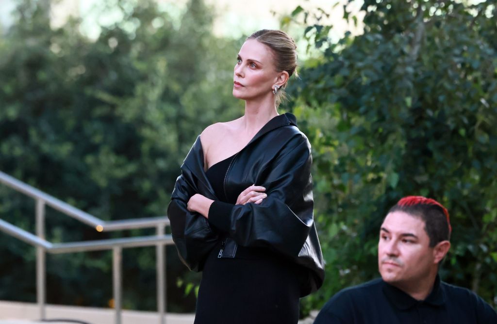 Charlize Theron speaks onstage during Charlize Theron's Africa Outreach Project block party
