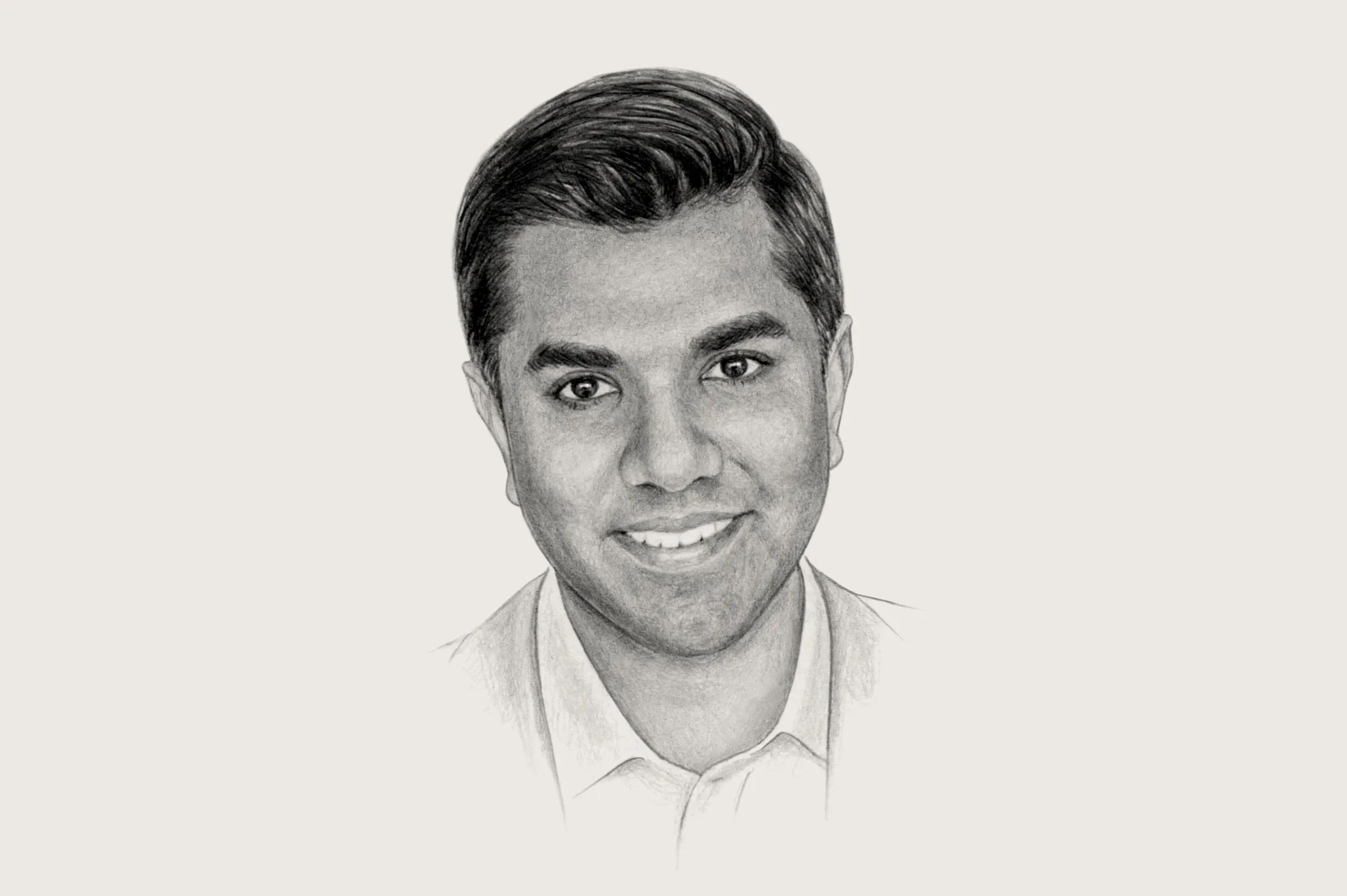 An illustrated headshot of Ravi Agrawal