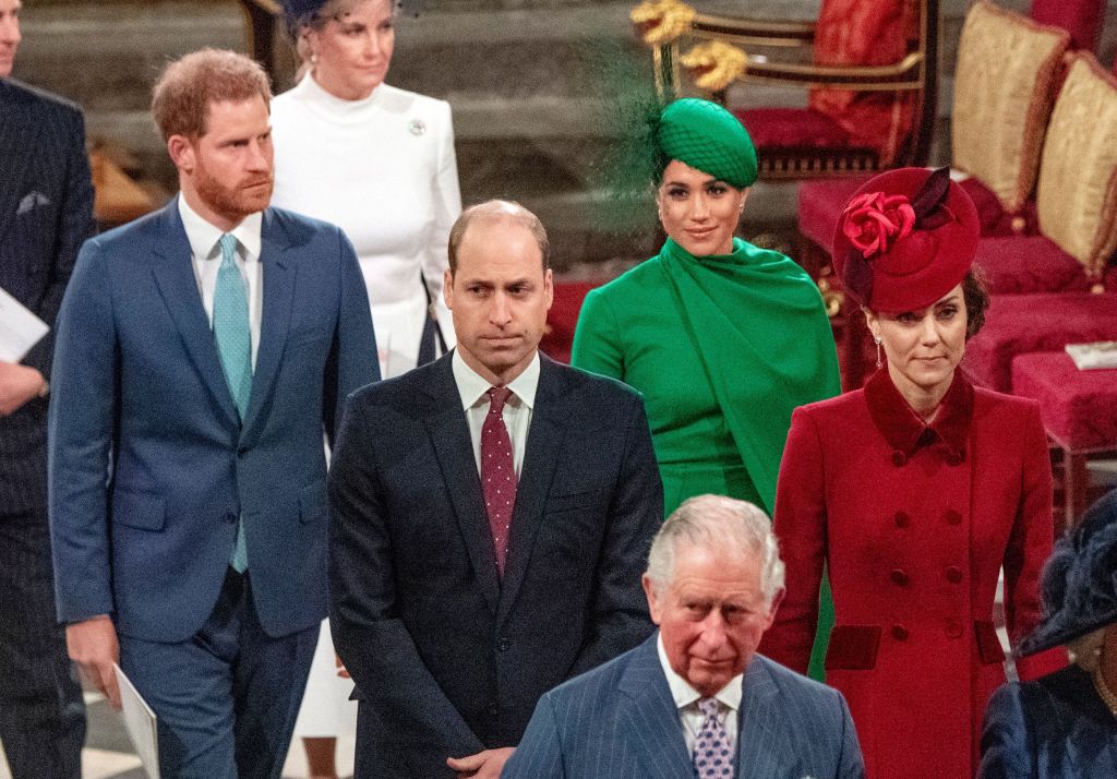 Kate Middleton, Prince William, King Charles, Prince Harry and Meghan Markle in March 2020