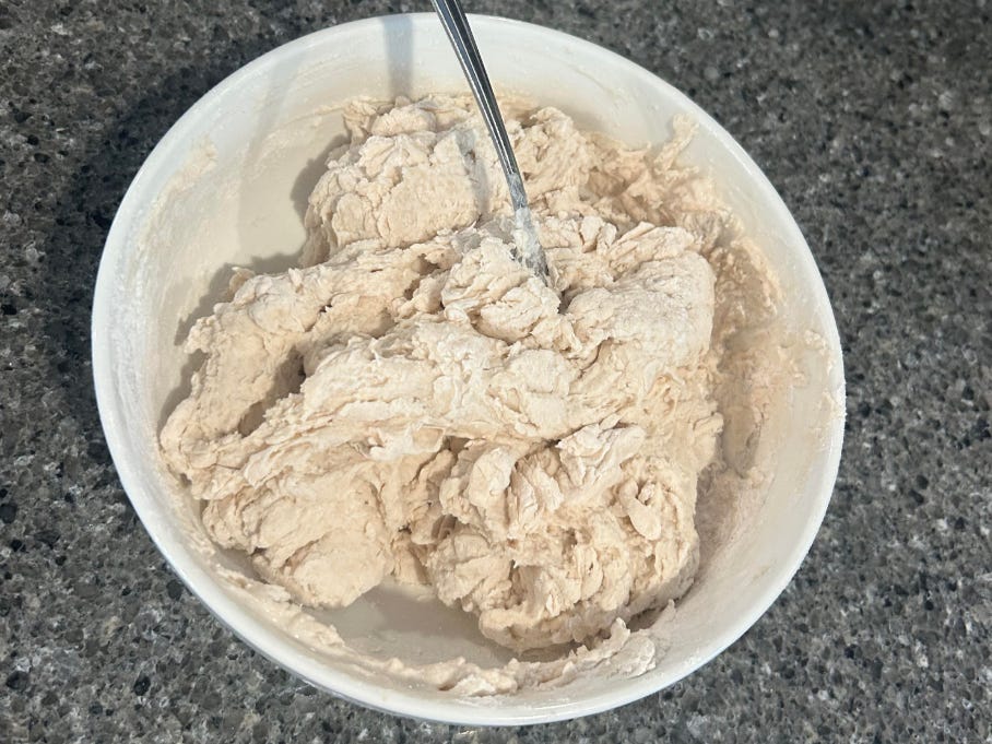 The focaccia dough, ready for the proofing stage, courtesy of the writer.