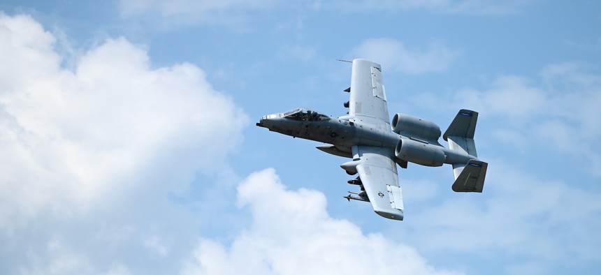 A U.S. Air Force A-10 conducts a strafing run at Poinsett Electronic Combat Range in Wedgefield, S.C., June 25, 2025.