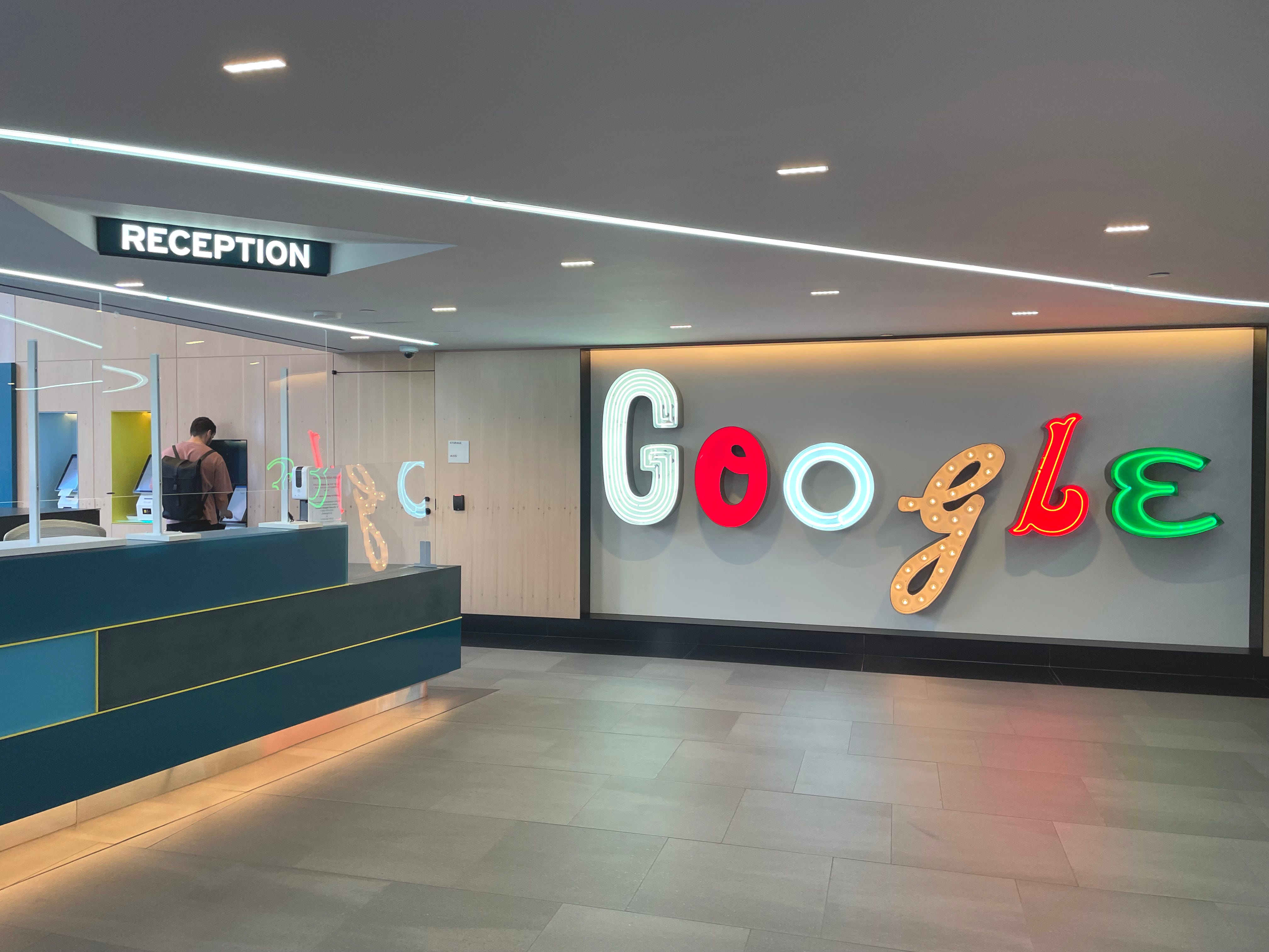 Google logo in office
