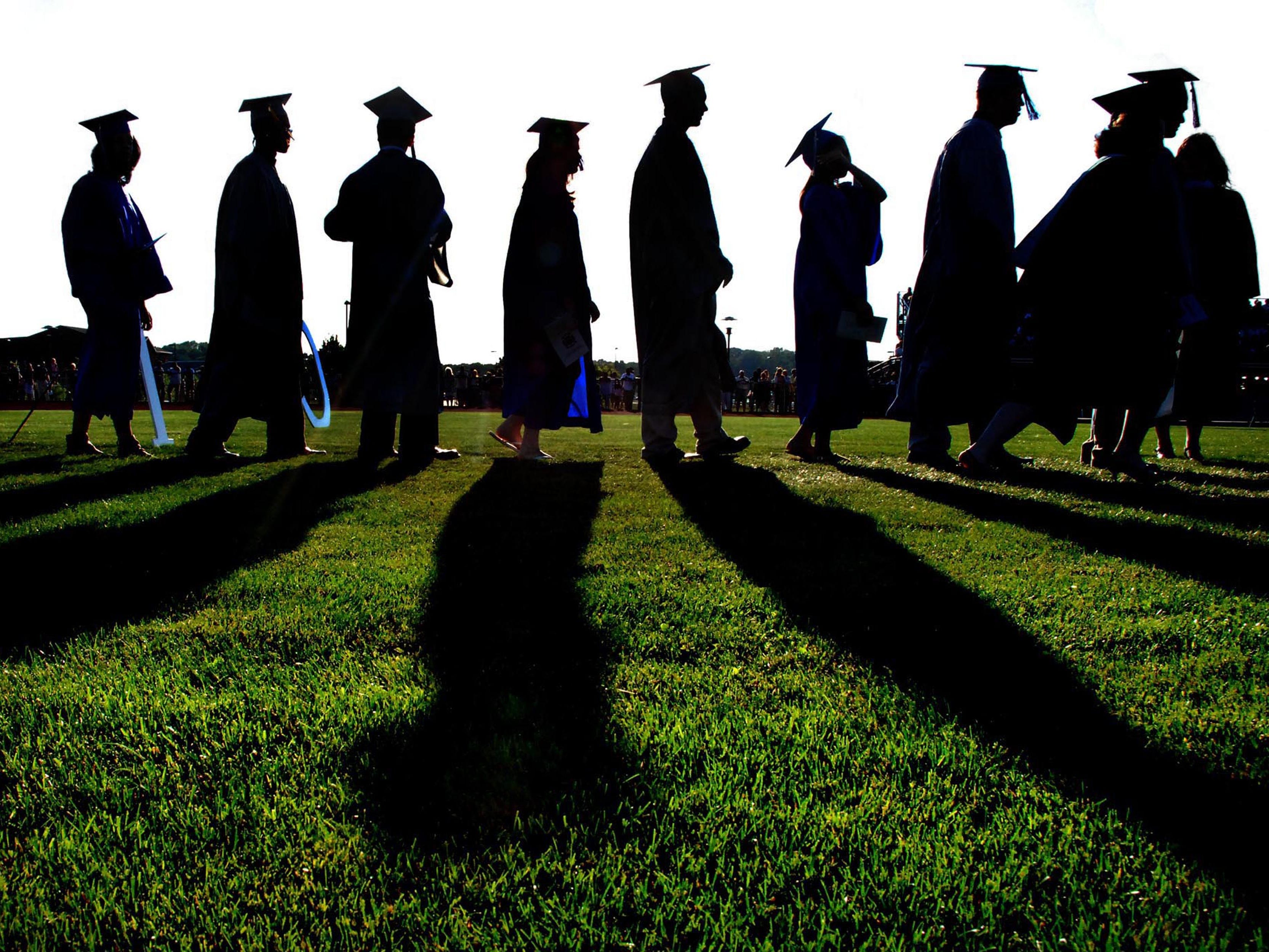 Grad cap and gown silhouette