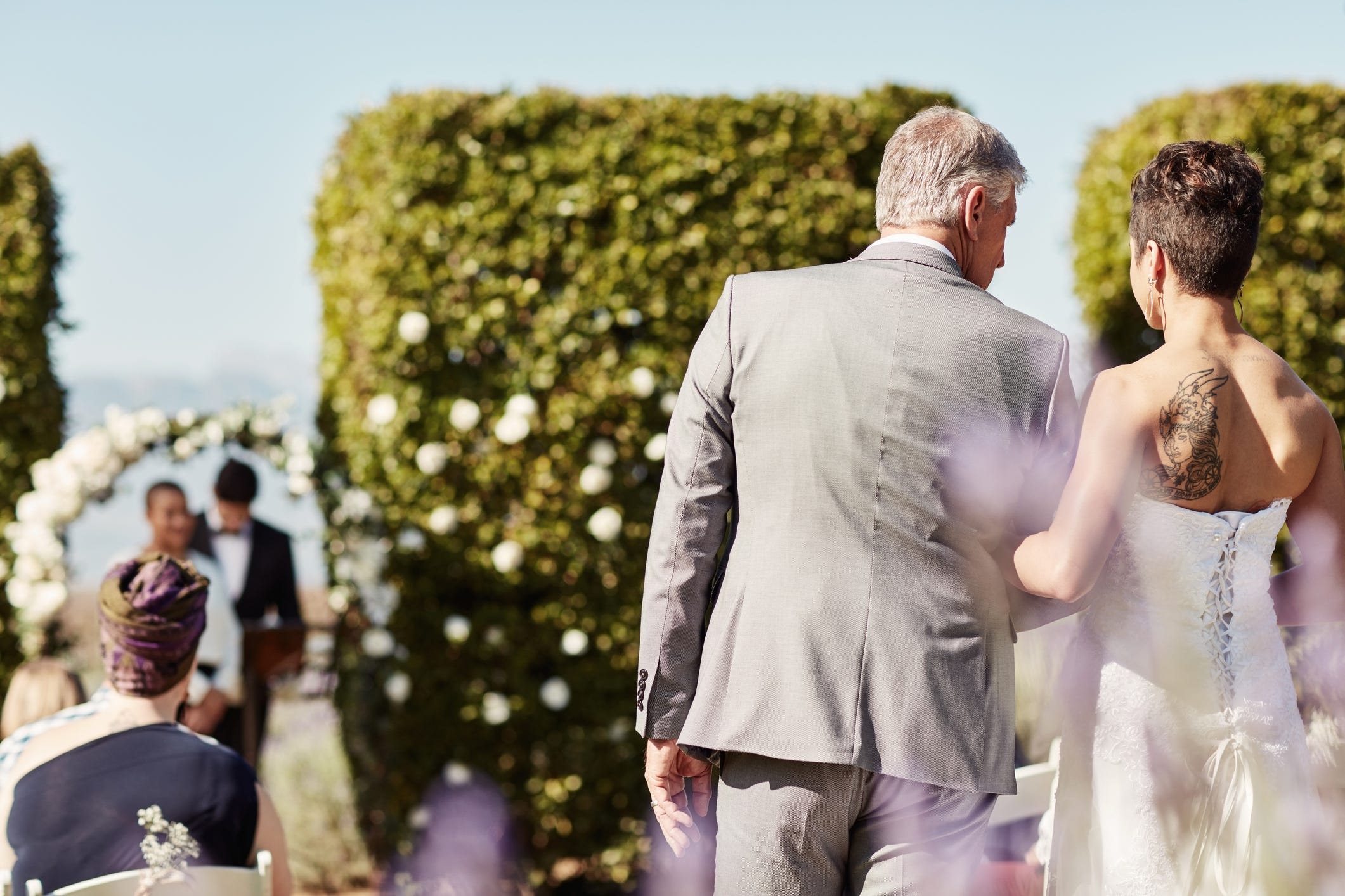 father walking daughter down aisle wedding