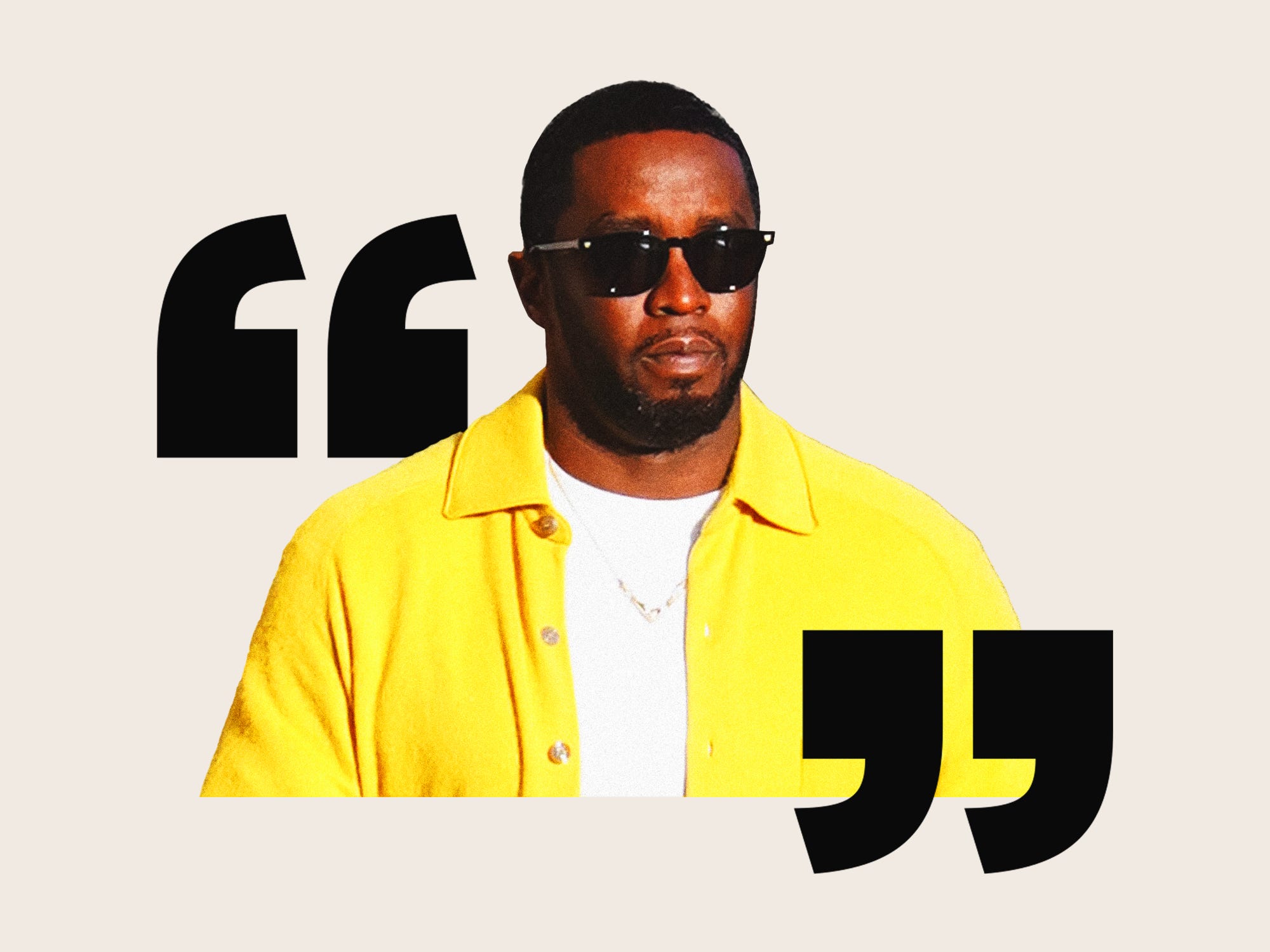 Photo collage of P. Diddy between quotation marks