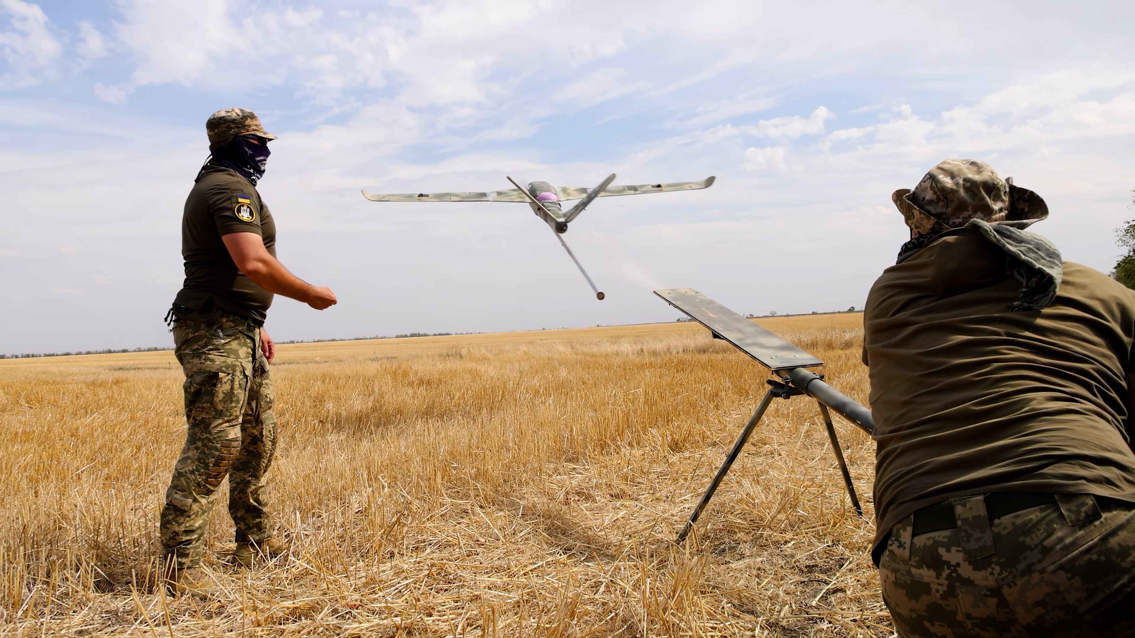 Ukrainians launching the Backfire drone.