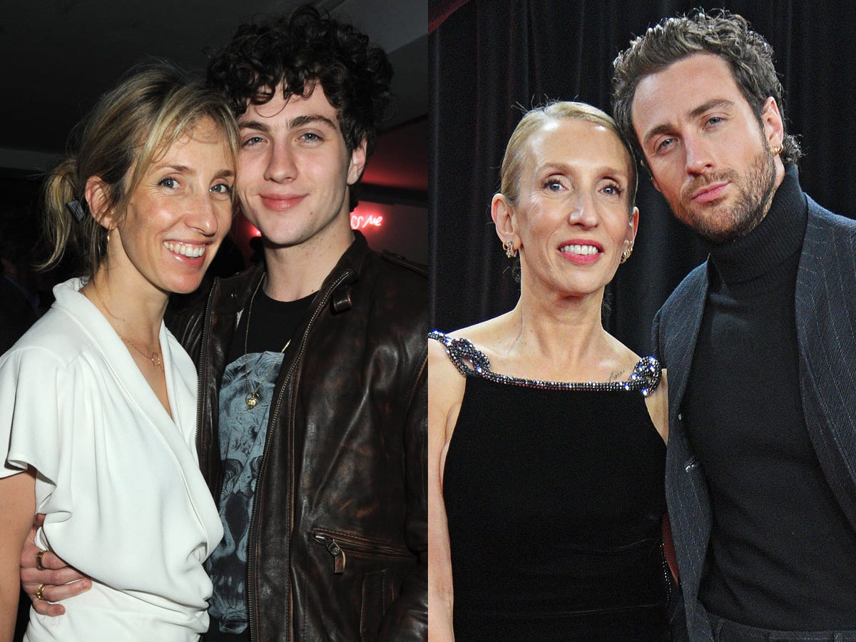 A composite image of Sam and Aaron Taylor-Johnson in May 2009 and in December 2024.