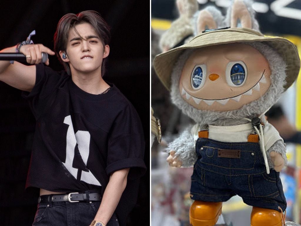 S.Coups of K-pop band, Seventeen, performing with the band during the Glastonbury Festival, and the viral Labubu doll.