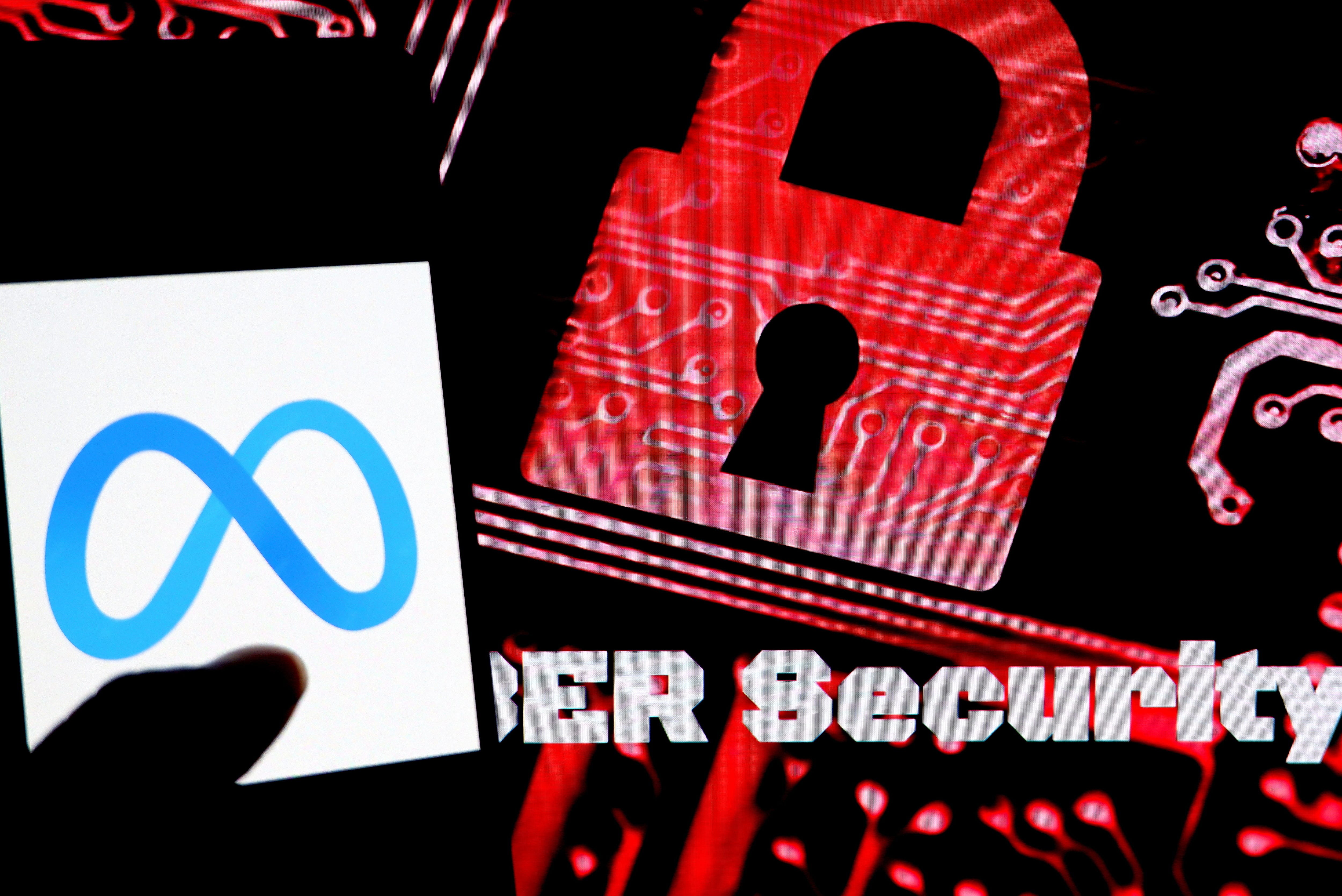 Meta logo in front of lock