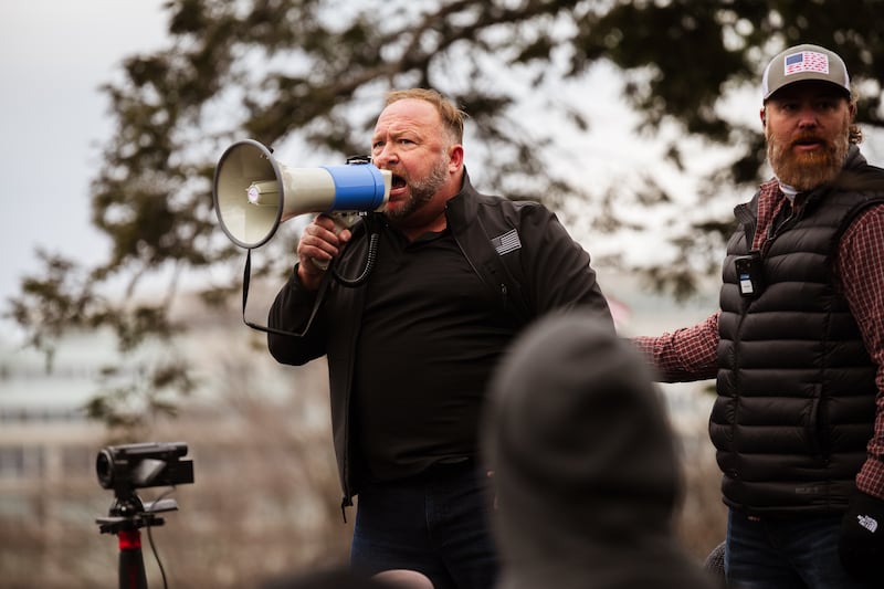 Alex Jones spoke at “Stop The Steal” rallies on Jan. 6, 2021, and stood by Donald Trump in the immediate aftermath—when his political career appeared dead.