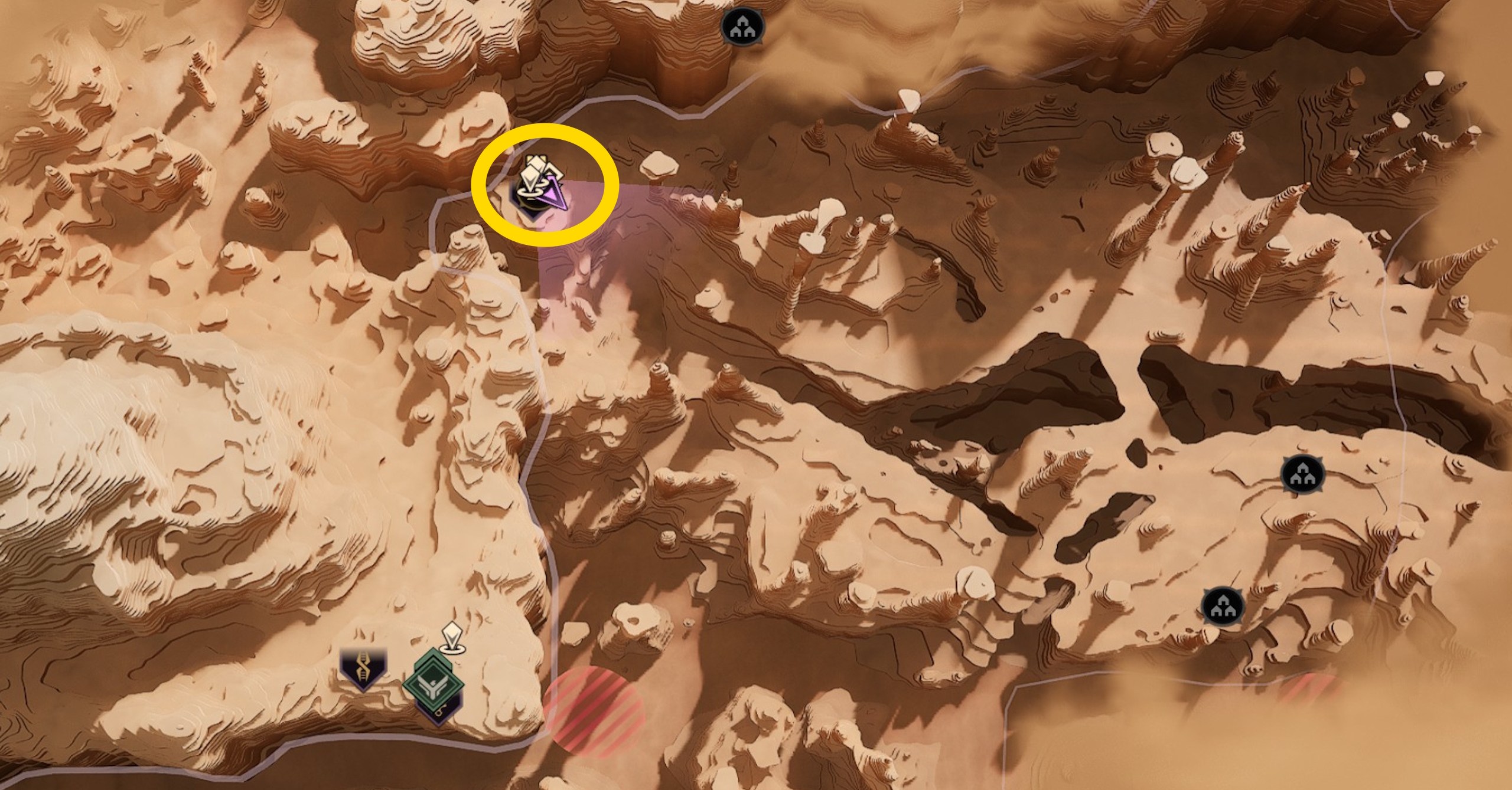 A map image showing where to find the Swordmaster trainer in Dune Awakening