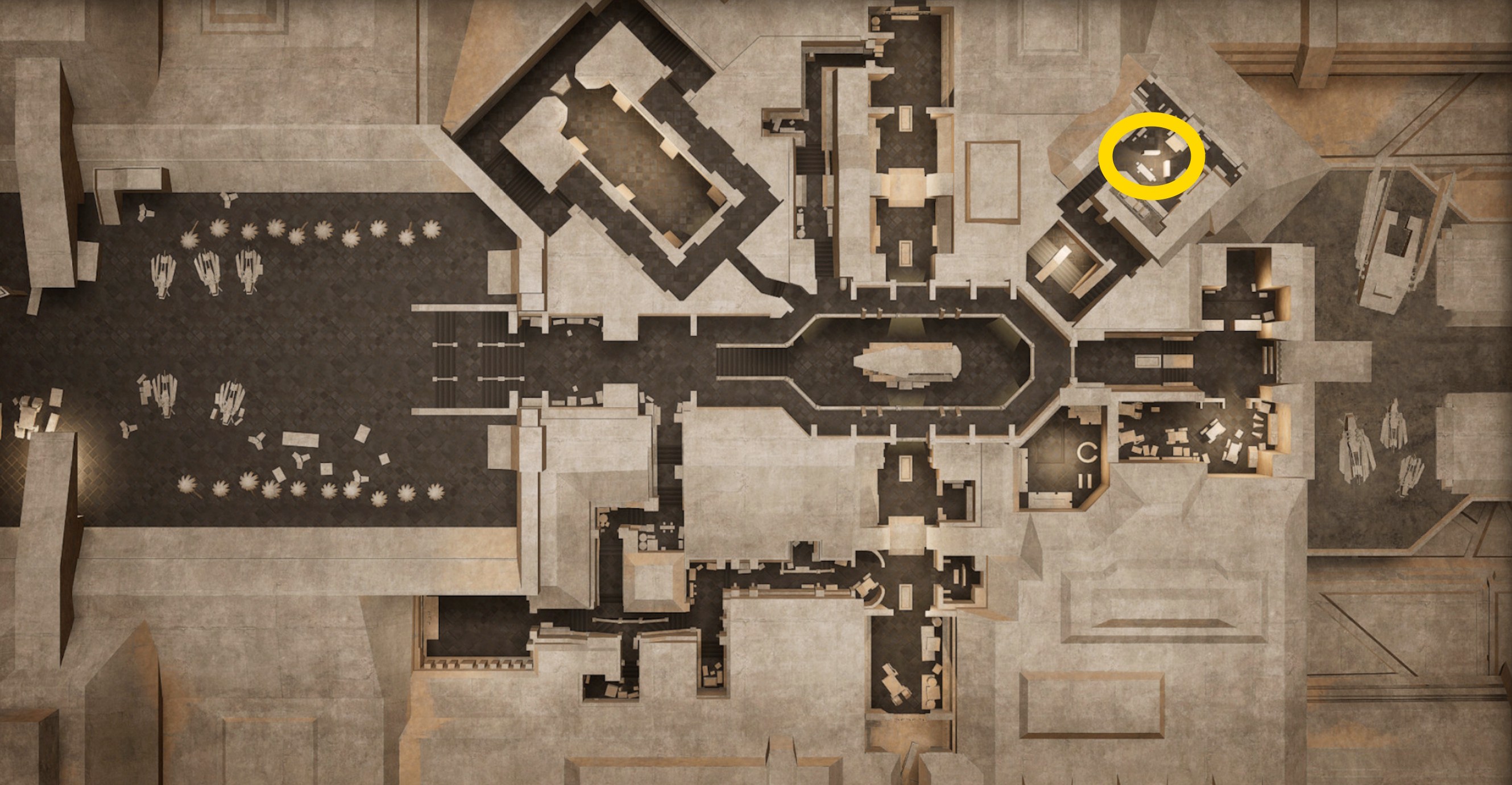 A map image showing where to find the Mentat advanced skill trainer in Dune Awakening