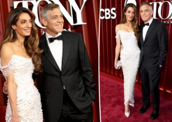 Amal Clooney piles on pearls to join George on Tony Awards 2025 red carpet