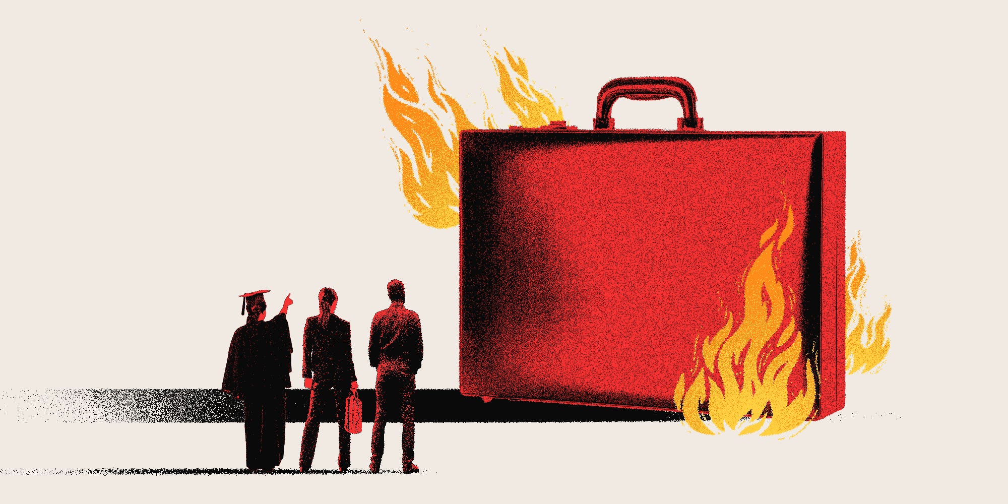 A group of individuals watching a briefcase being burned