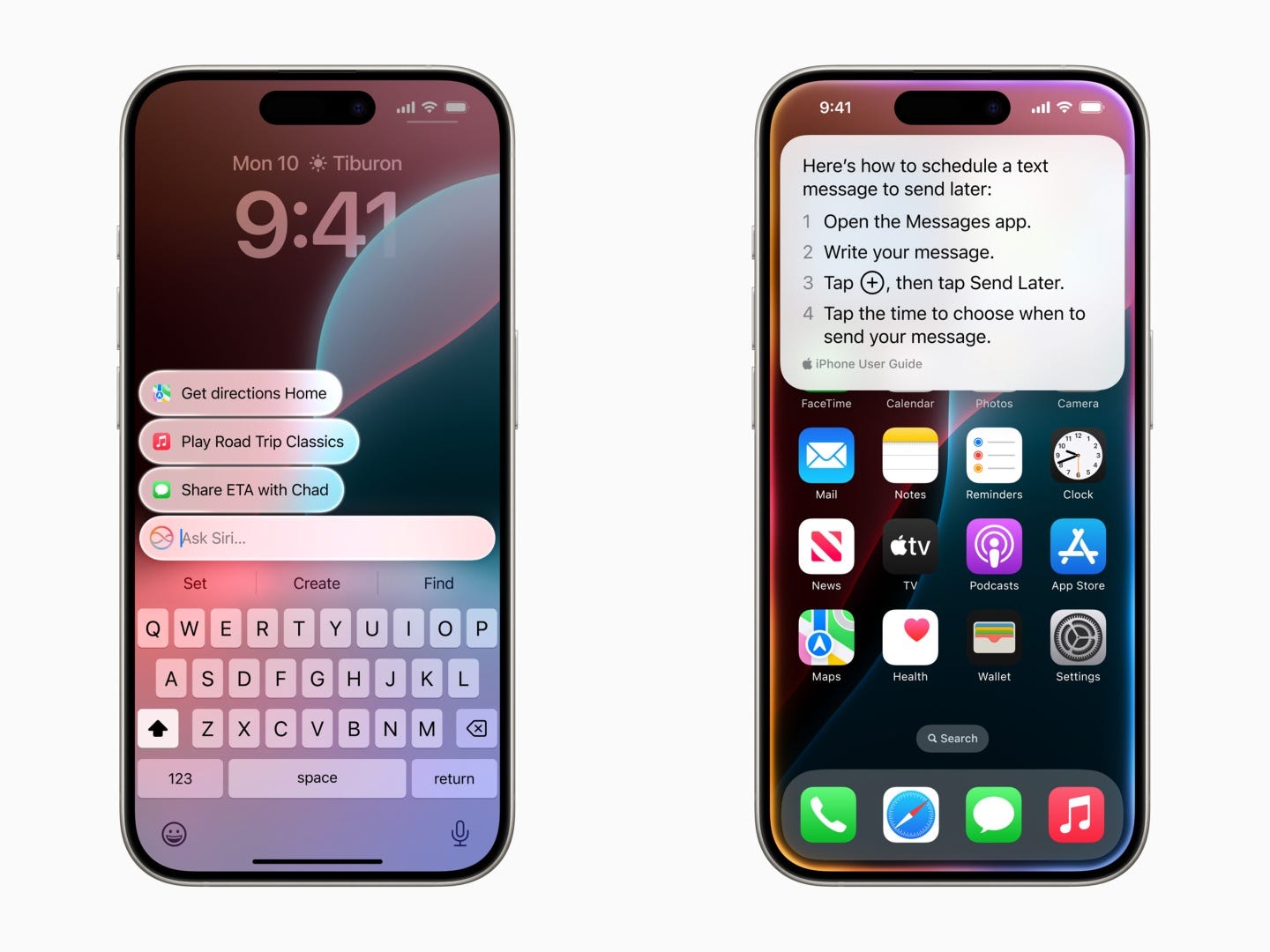 composite image of two iPhones displaying siri