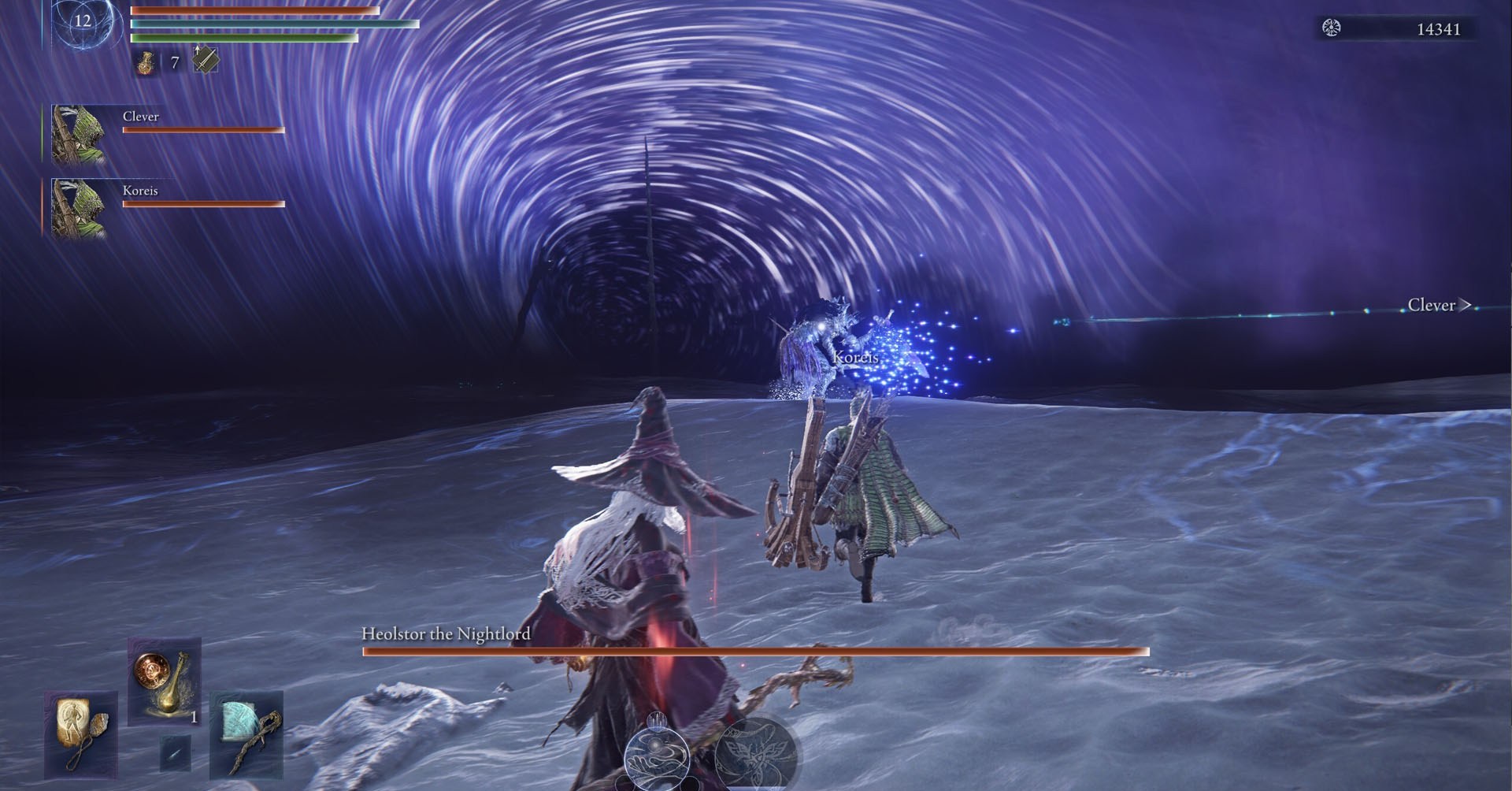 An Elden Ring Nightreign screenshot showing a battle against Heolstor the Nightlord, the last boss in the game.