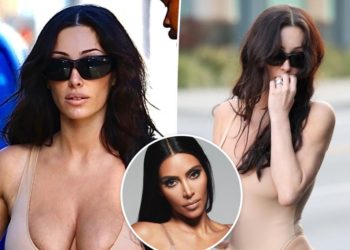 Bianca Censori looks like Kim Kardashian’s twin in nude bodysuit and knee-high fur boots
