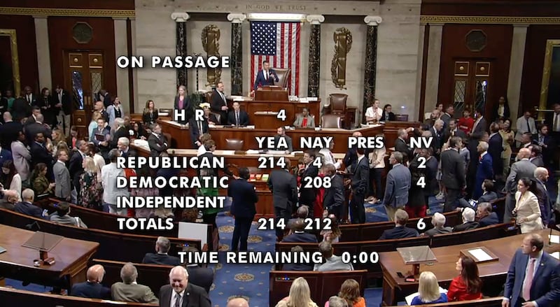 The final vote in the House on Thursday as Republicans passed a bill to claw back $9.4 billion in foreign aid, PBS and NPR funding.