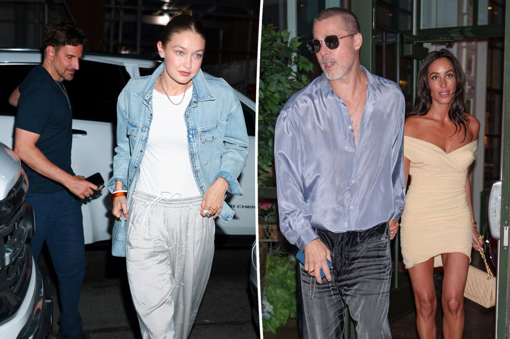 Brad Pitt, Ines de Ramon and Gigi Hadid, Bradley Cooper go on casual double date at NYC steakhouse