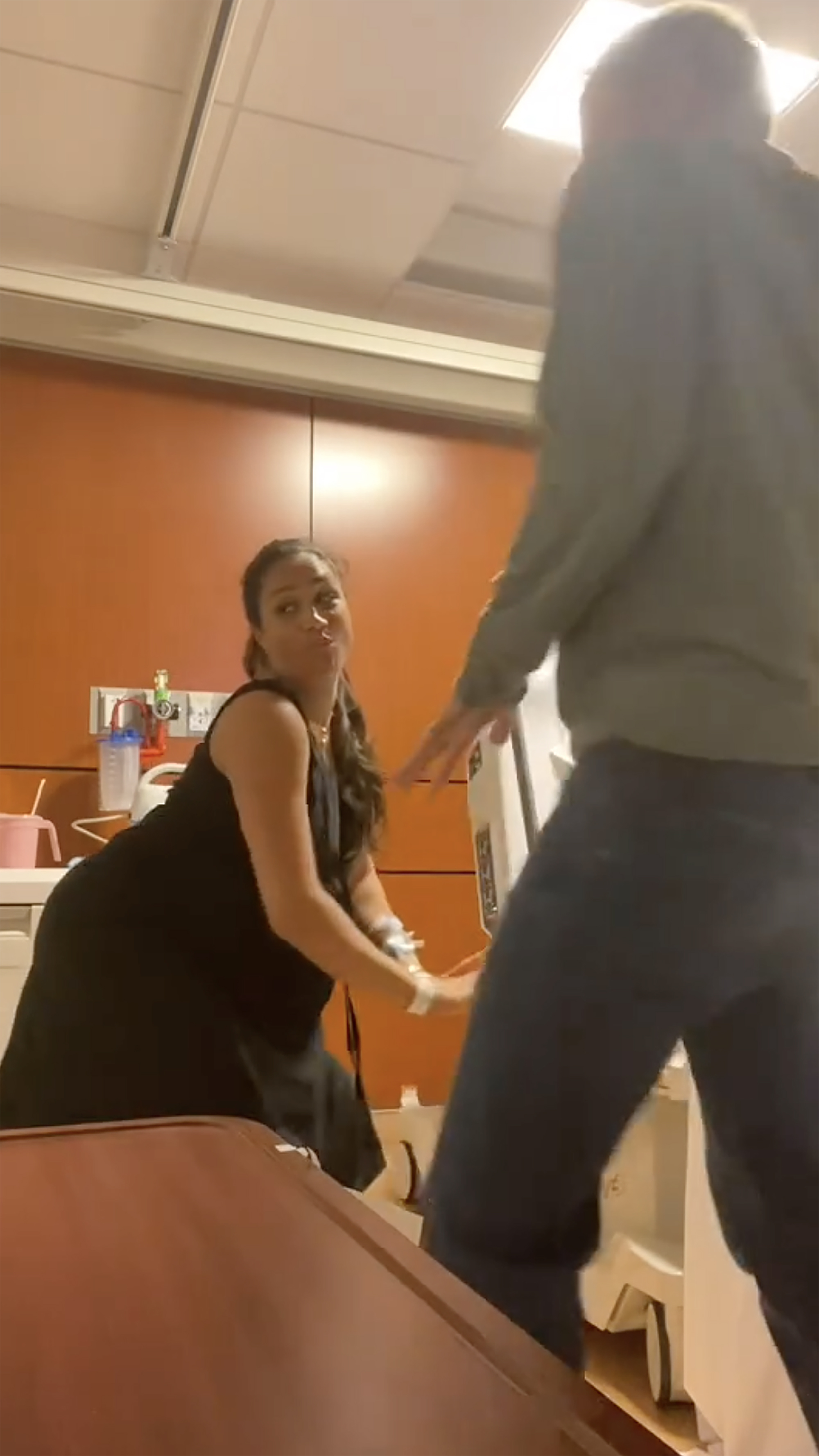 Meghan Markle and Prince Harry dancing in the delivery room