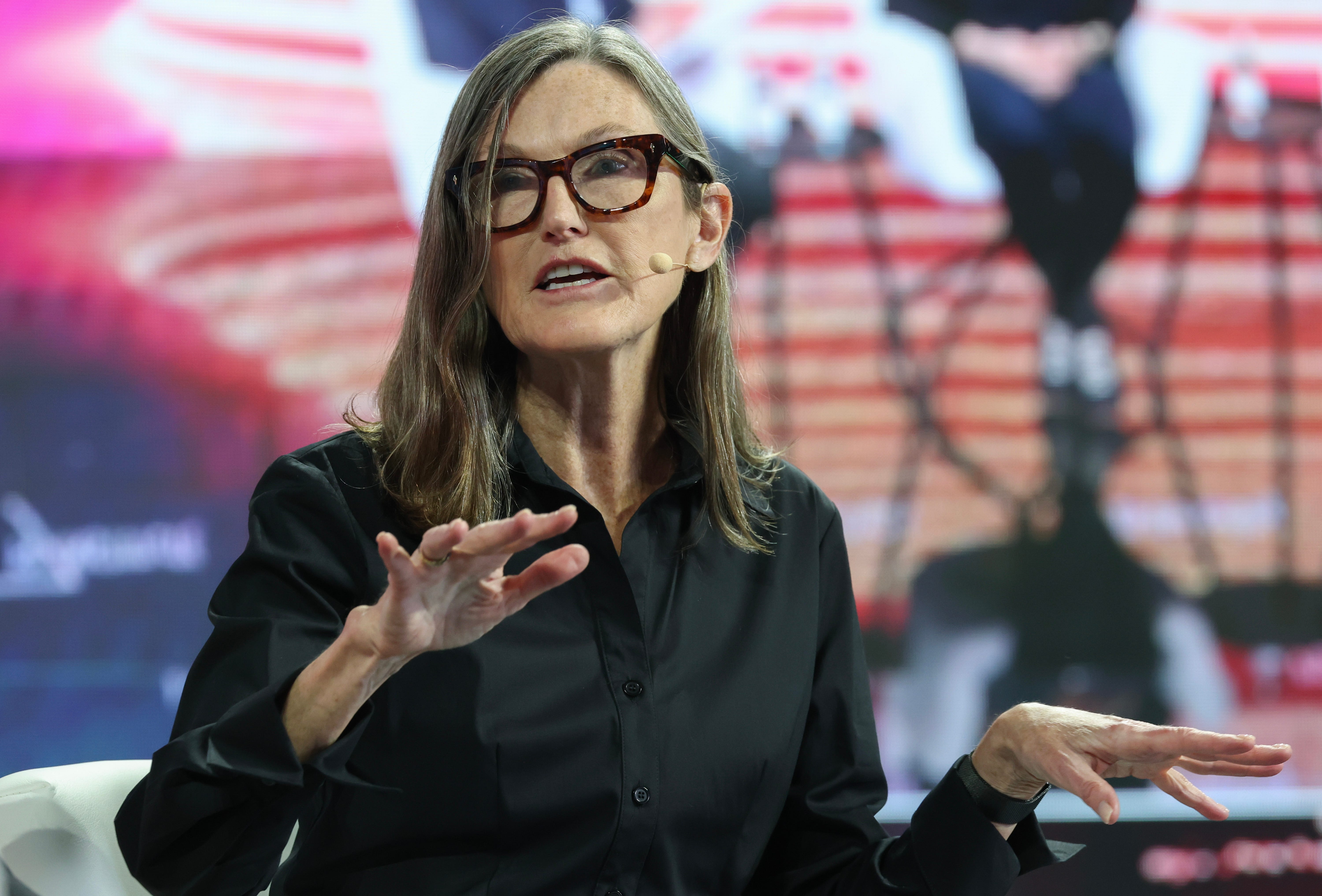 Cathie Wood speaking at a conference in Miami Beach, Florida.