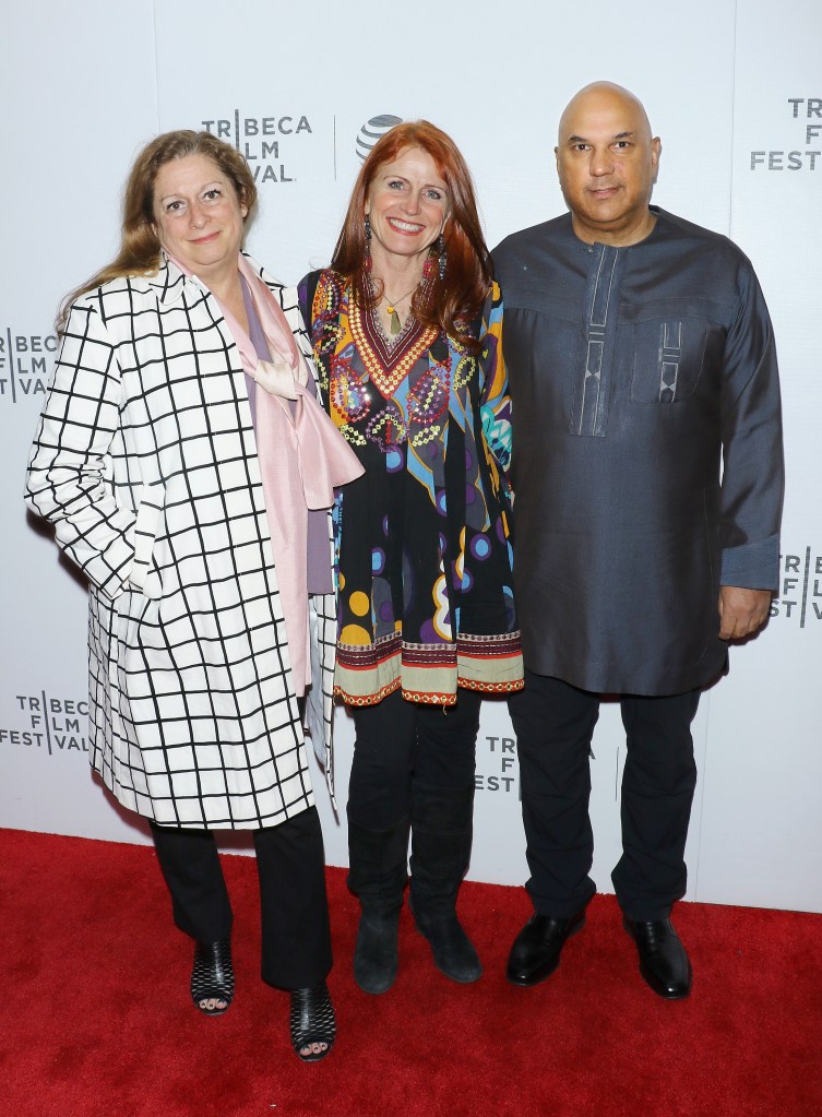 Producers Abigail Disney, Jodie Evans, and Roy Singham at the Shadow World premiere.
