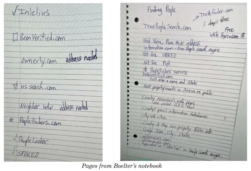 Officers found notebooks in the car of the man suspected of shooting Minnesota state Democratic lawmakers.