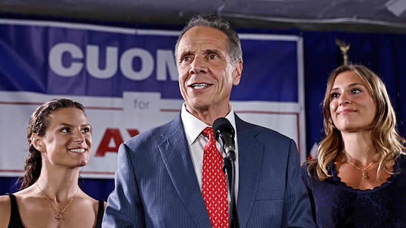 New York City mayoral candidate and former New York governor Andrew Cuomo speaks during an election party following the primaries.