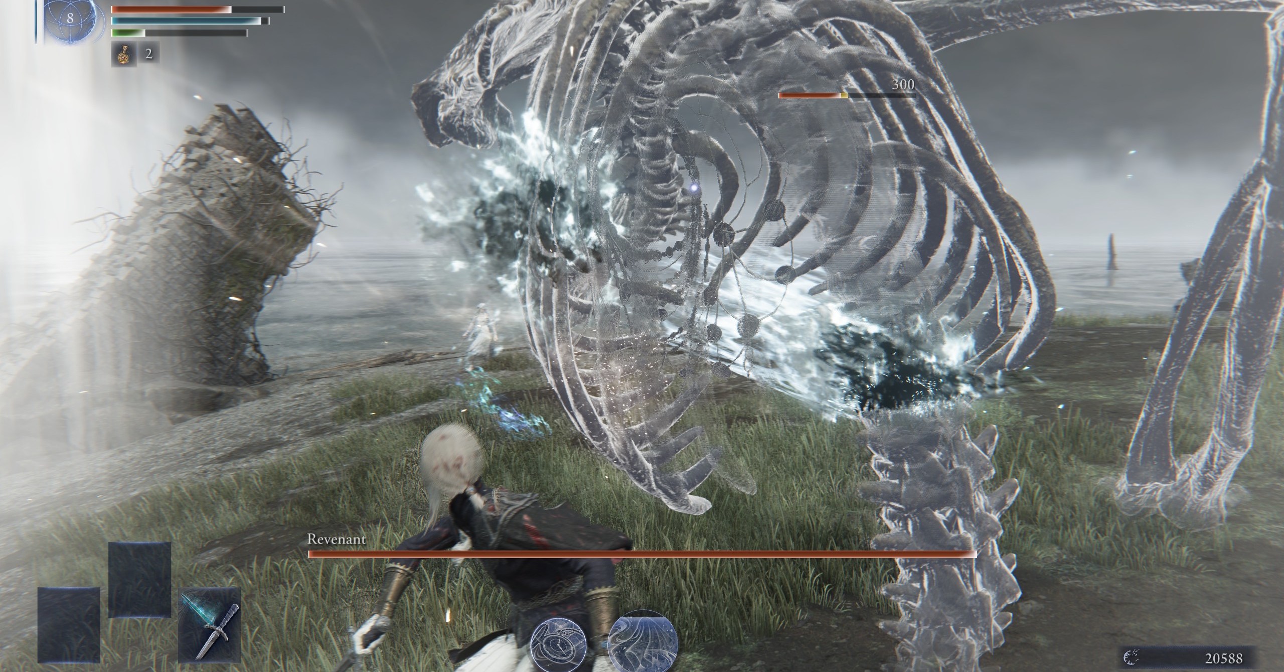 The Duchess attacking Sebastian the skeleton in Elden Ring Nightreign