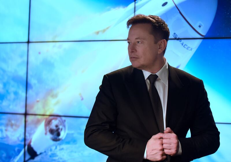 Elon Musk prepares to depart a press conference following the successful In-Flight Abort Test of the SpaceX Falcon 9 rocket and Crew Dragon capsule on January 19, 2020 at the Kennedy Space Center in Florida.