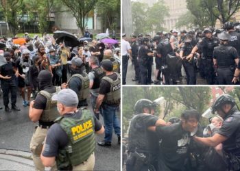 Five arrested in NYC as nearly 100 protesters try to stop ICE, feds outside immigration court