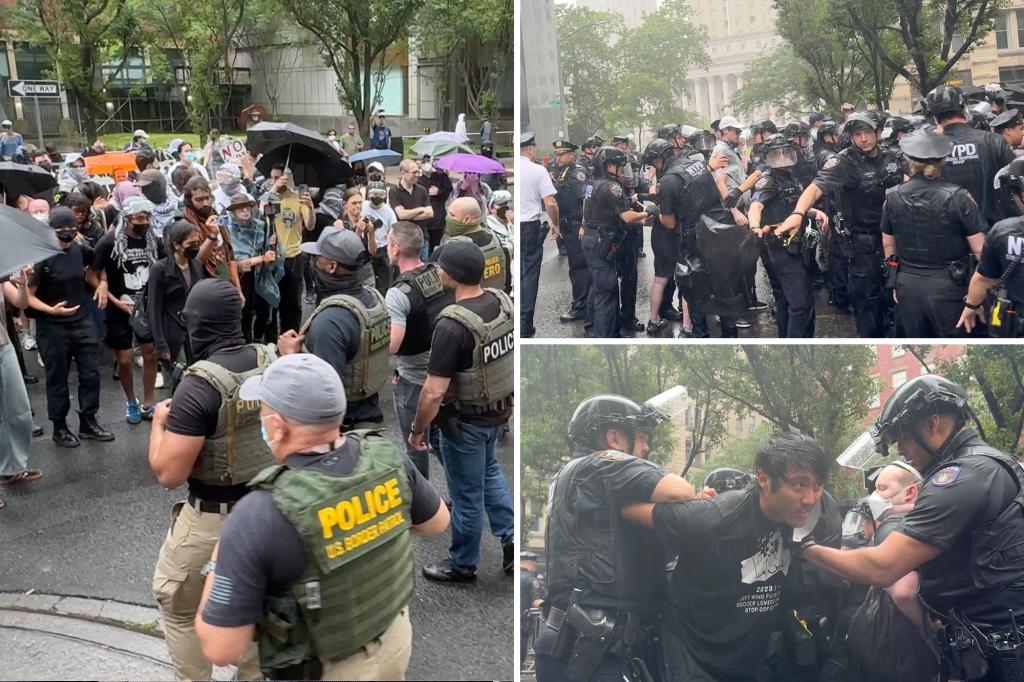 Five arrested in NYC as nearly 100 protesters try to stop ICE, feds outside immigration court