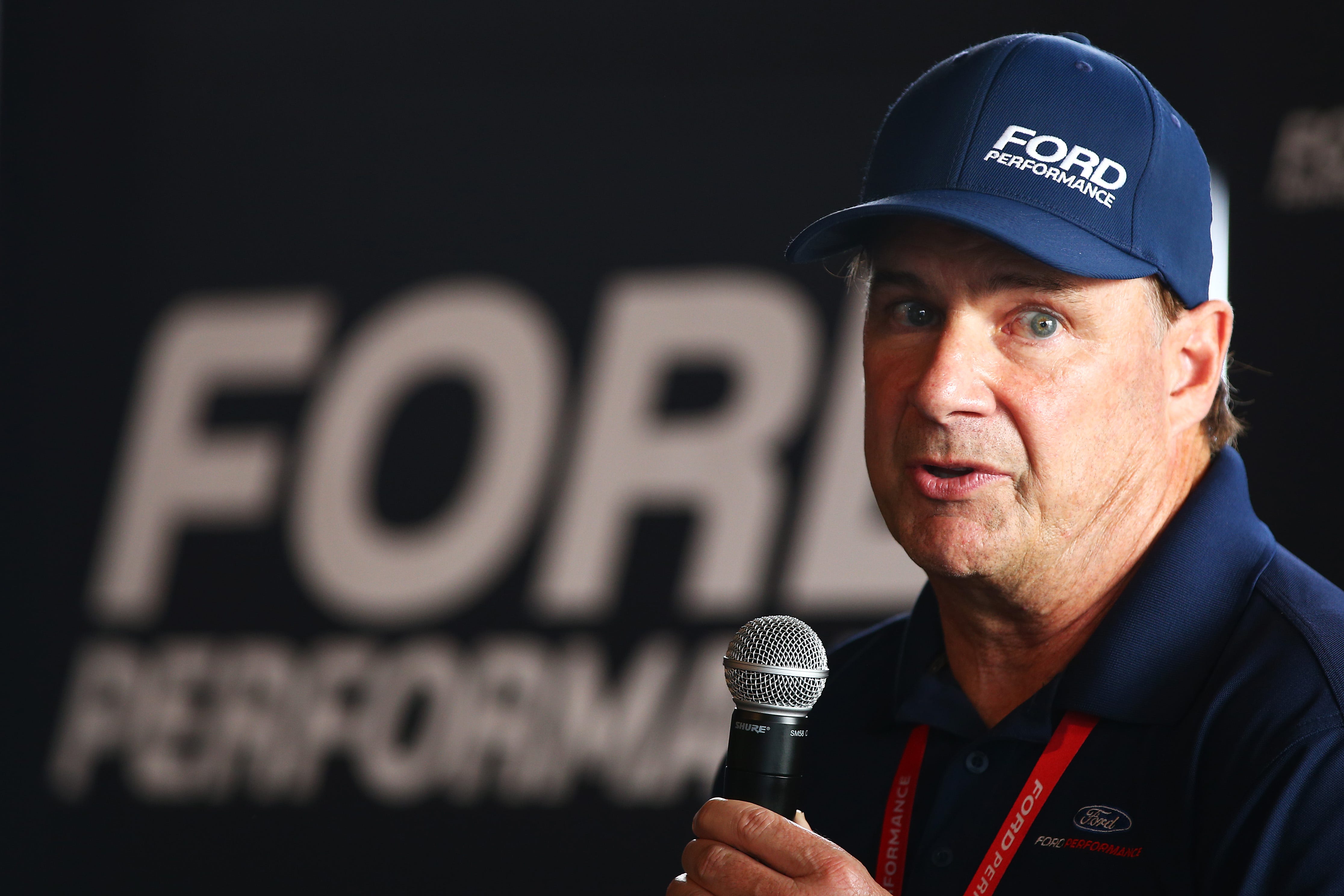 Jim Farley, the CEO of Ford, speaking at a press conference in Le Mans, France.
