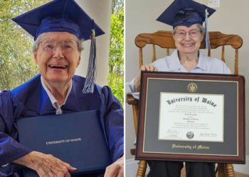 Grandmother, 88, barred from graduating college due to pregnancy clinches diploma at Maine university 60 years later