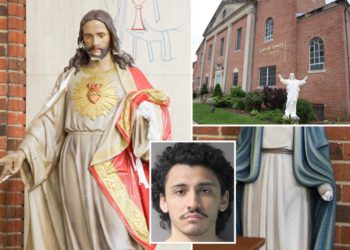 Hellraiser storms altar at Long Island Catholic church, topples 110-year statue in Sunday mass tantrum