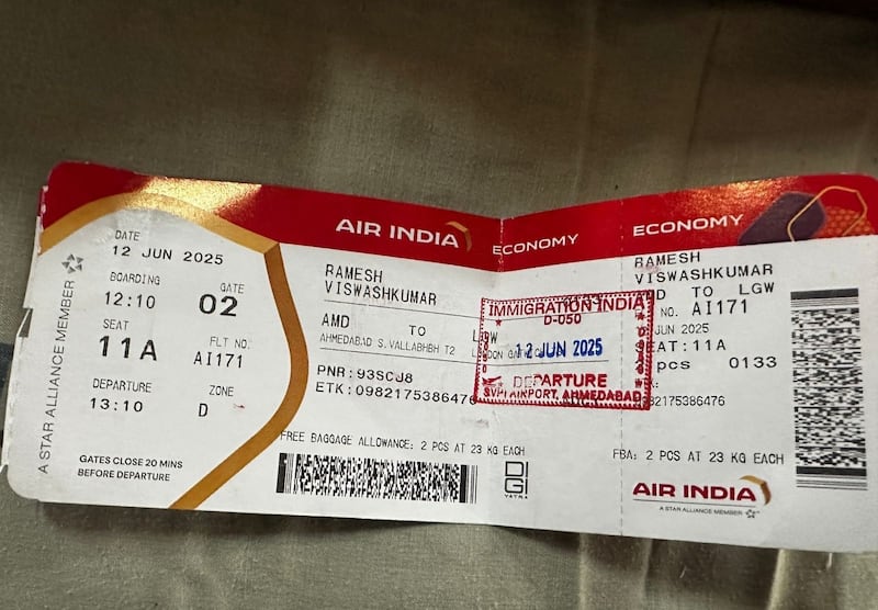 Ramesh Viswashkumar's boarding pass