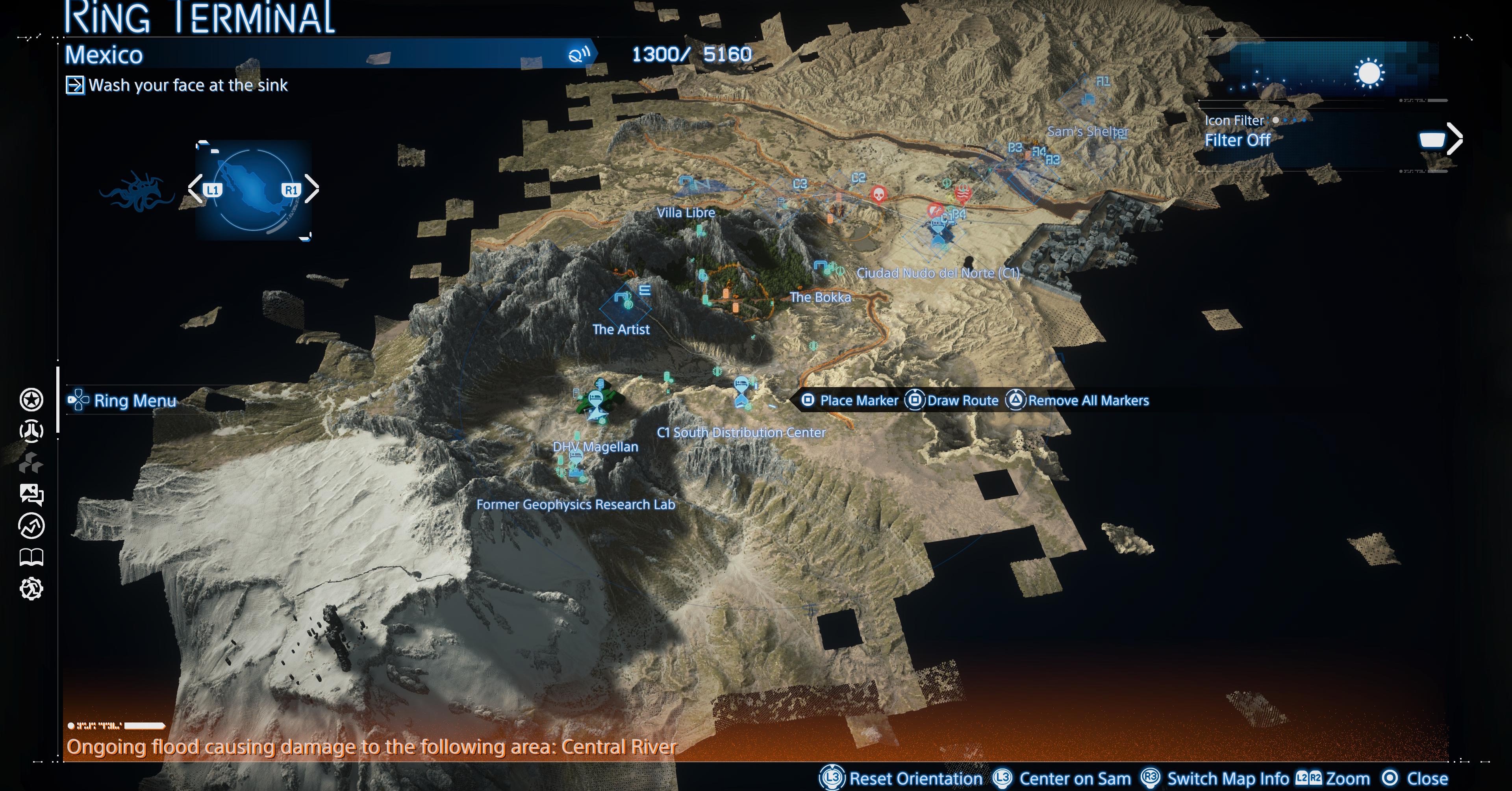 A map image showing the Magellan’s location in Death Stranding 2