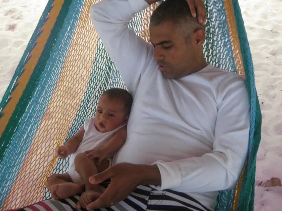 Dad and baby in a hammock