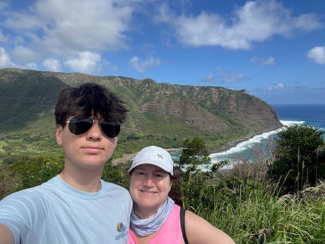 Mom and son in Hawaii