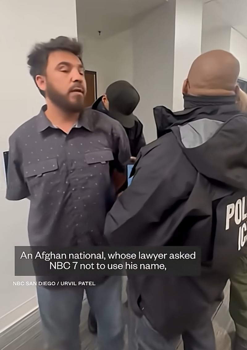 A former interpreter for the U.S. Army was detained after his asylum hearing in San Diego. His lawyer asked that he not be named to protect him should he be deported to Afghanistan, where he fears he may be arrested, tortured, or even killed.
