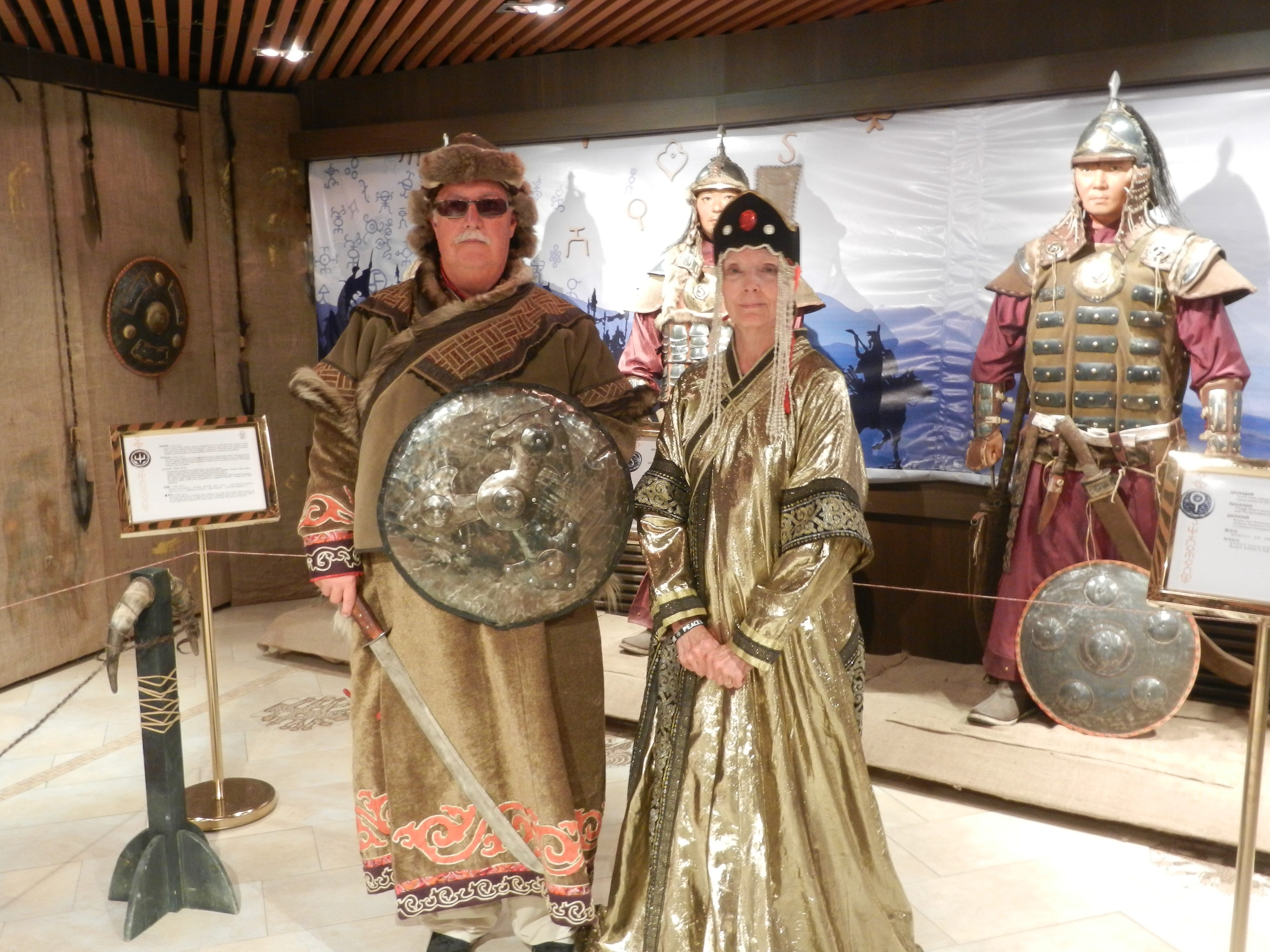Karyn Farr (right) and a friend (left) at a Mongolian museum.