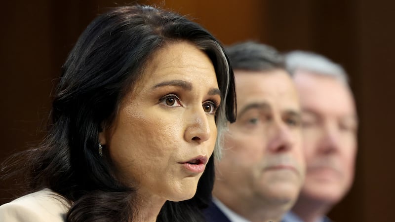 Director of National Intelligence (DNI) Tulsi Gabbard testifies before a Senate Intelligence Committee hearing on worldwide threats, on Capitol Hill in Washington, D.C., U.S., March 25, 2025. REUTERS/Kevin Lamarque