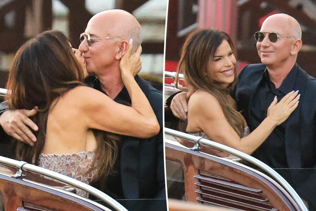 Jeff Bezos and Lauren Sánchez pack on the PDA as they kick off elaborate wedding afterparty