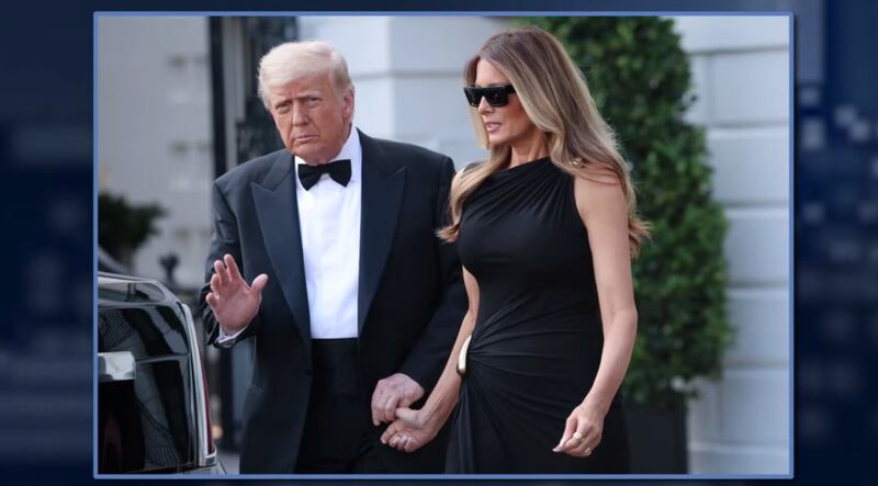 Jimmy Kimmel Live!, Kimmel showing a pic of Trump holding Melania's thumb on the way to the Kennedy Center