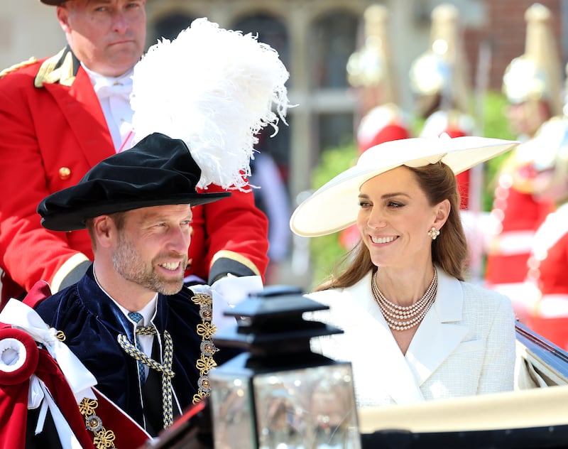 Catherine, Princess of Wales and Prince William, Prince of Wales attend the Order of the Garter service at St. George's Chapel, Windsor Castle