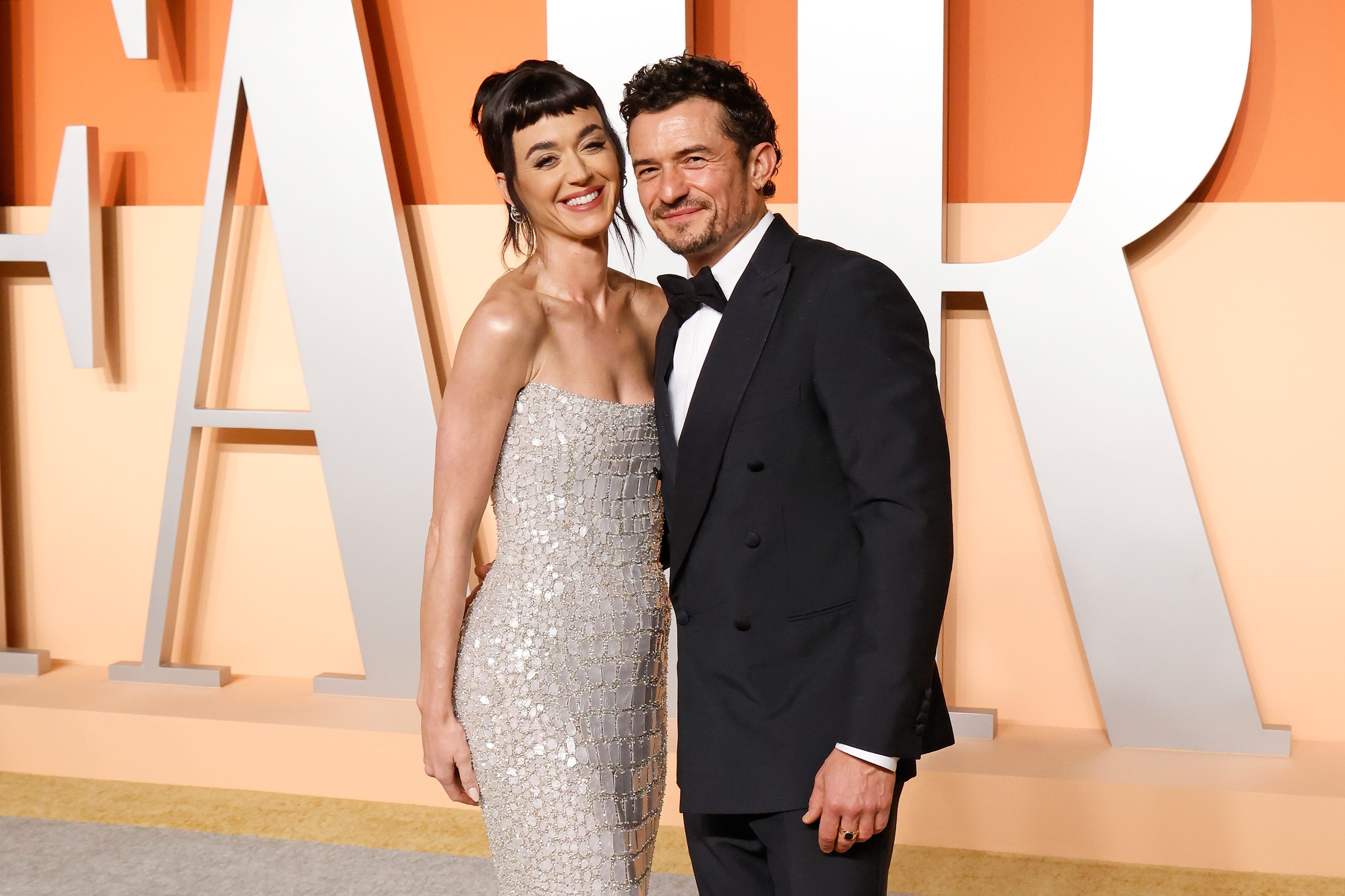 Katy Perry and Orlando Bloom attend the 2025 Vanity Fair Oscar Party.